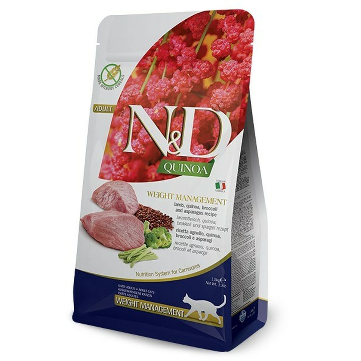 cat food farmina n&d cat quinoa weight management adult lamb broccoli 5 kg-0