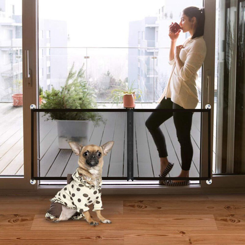 pet dog fence gate safe guard safety enclosure dog fences dog gate the ingenious mesh magic pet gate pet supplies-4